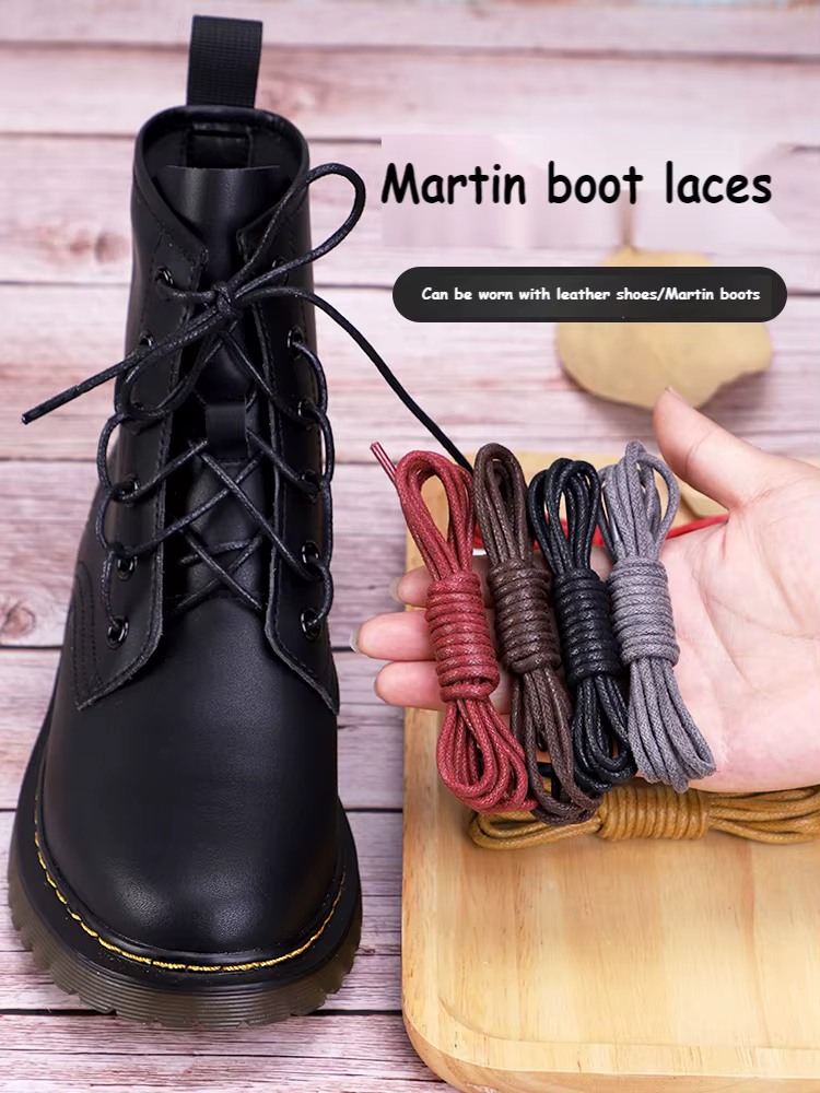 1 paire de lacets en coton ciré rond Oxford lacets de chaussures bottes lacets en cuir imperméable l