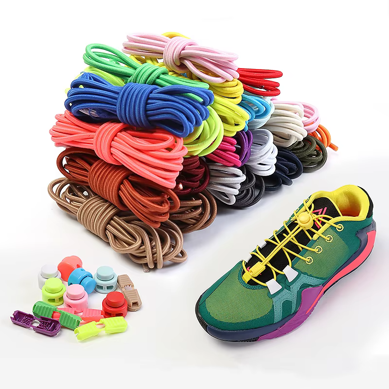 Lacets élastiques à ressort ronds, verrouillage en plastique, usure rapide en 1 seconde, sans cravat