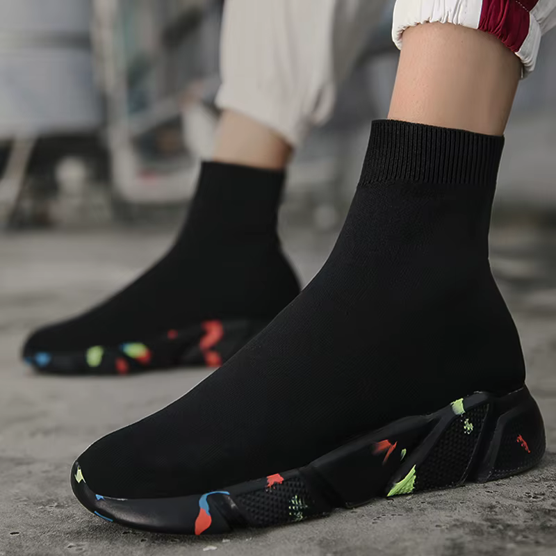 2025 printemps baskets pour hommes noir sans lacet Non en cuir chaussures décontractées haut sans la