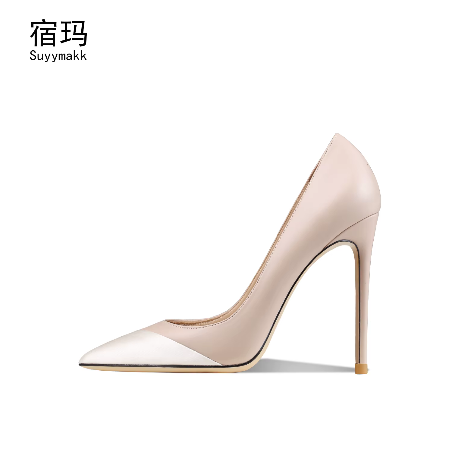 Talons élégants pour femmes chaussures à talons hauts en cuir véritable de luxe couleurs mélangées e