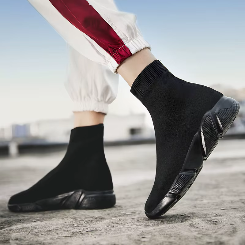 2025 printemps baskets pour hommes noir sans lacet Non en cuir chaussures décontractées haut sans la