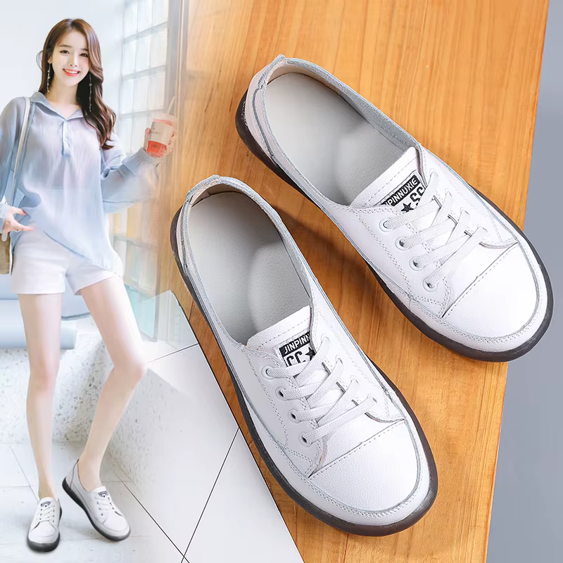 Baskets en cuir véritable pour femmes, chaussures de sport décontractées à la mode, vulcanisées, cha