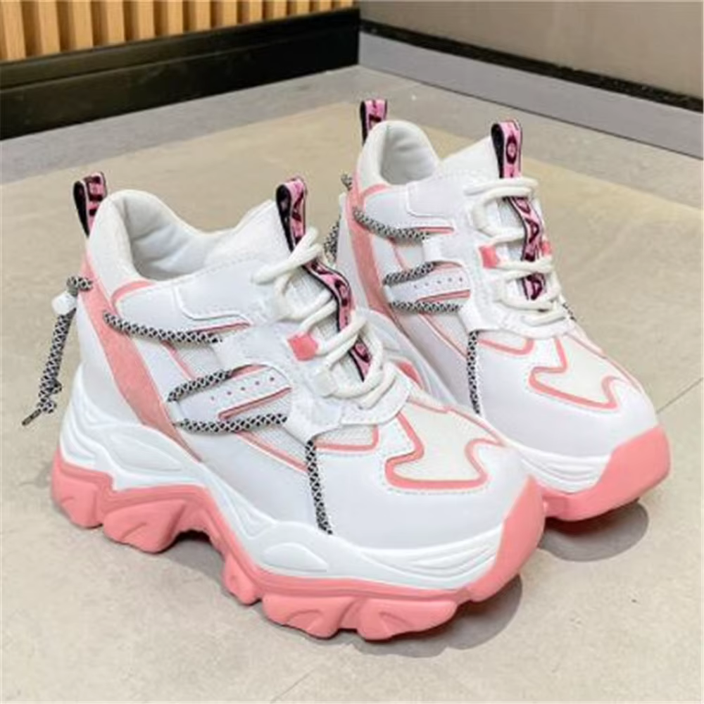 Baskets de printemps à plateforme pour femmes, maille respirante, à la mode, talons de 10CM, chaussu
