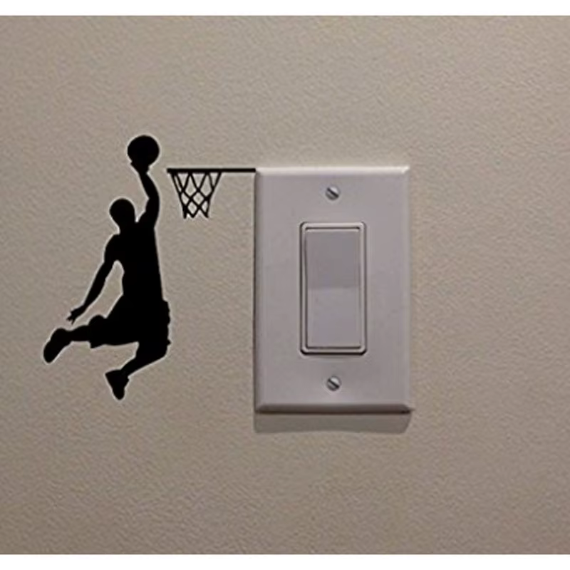 Autocollant mural Dunk de joueur de basket-ball de dessin animé, pour la maison, décoratif en vinyle