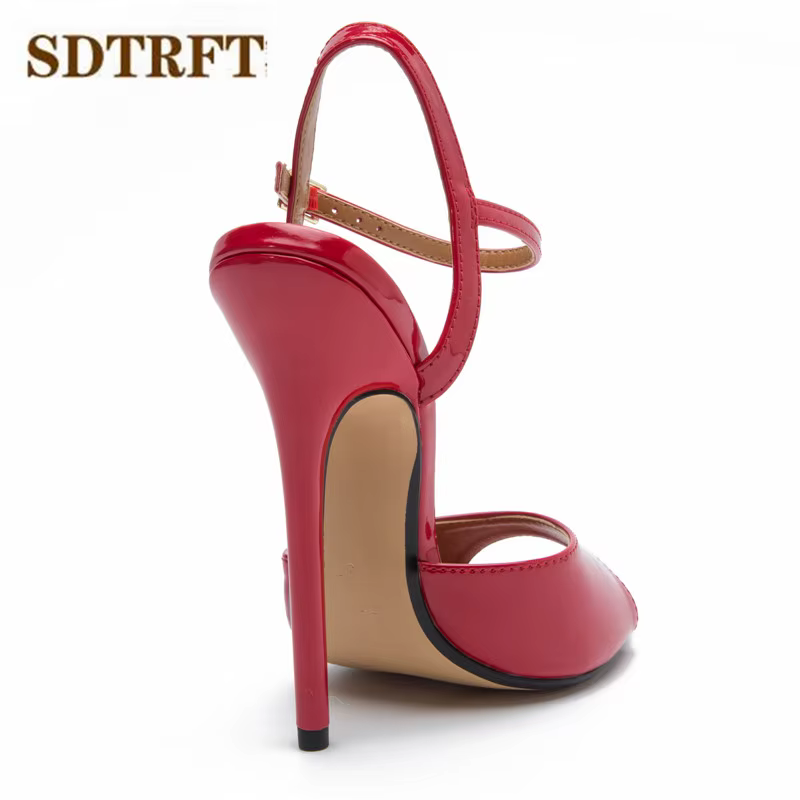 SDTRFT Stiletto dames fête COS sandales bride à la cheville chaussures femme 15 cm mince talons haut