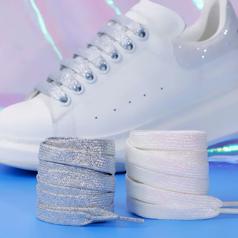 Lacets Lumineux à Paillettes Colorés pour Chaussures de Course, Baskets d'Athlétisme, Bottes, Largeu