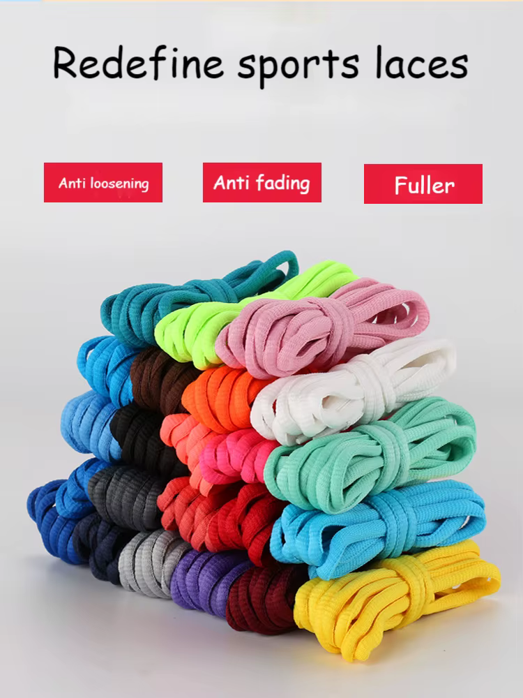 Lacets de chaussures ovales 24 couleurs, lacets athlétiques demi-ronds pour chaussures de Sport/cour