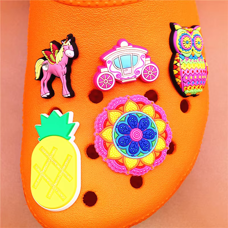 Breloques en PVC en forme d'ananas pour chaussures, 1 pièce, clips roses, Charms, Charms, Charms, Ch