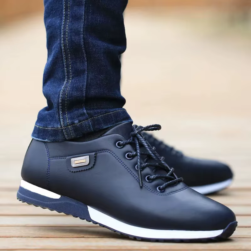 Baskets Blanches en PU pour Homme, Chaussures de Loisirs, Résistantes à l'Usure, Antidérapantes, à l