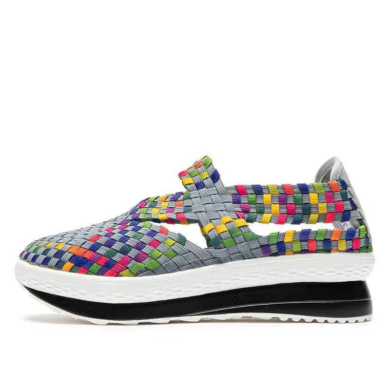 Femmes chaussures plate-forme tissé baskets sans lacet respirant chaussures de marche mode femme Ten