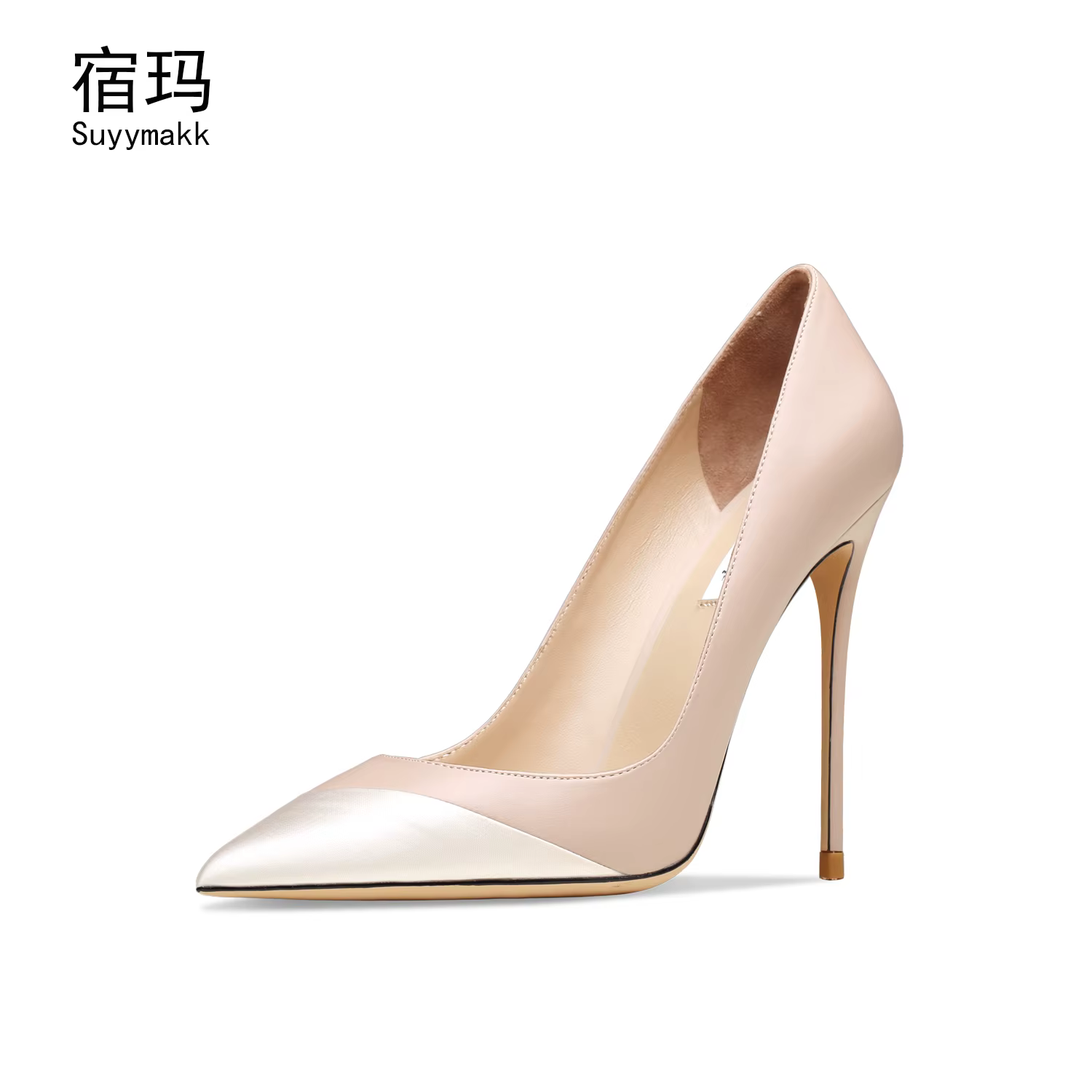 Talons élégants pour femmes chaussures à talons hauts en cuir véritable de luxe couleurs mélangées e