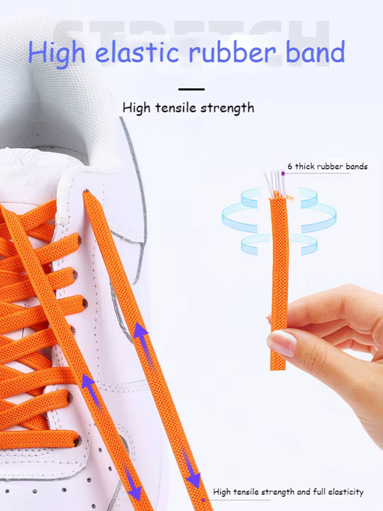 Nouveau élastique sans cravate lacets de chaussures lacets plats pour enfants et adultes baskets lac
