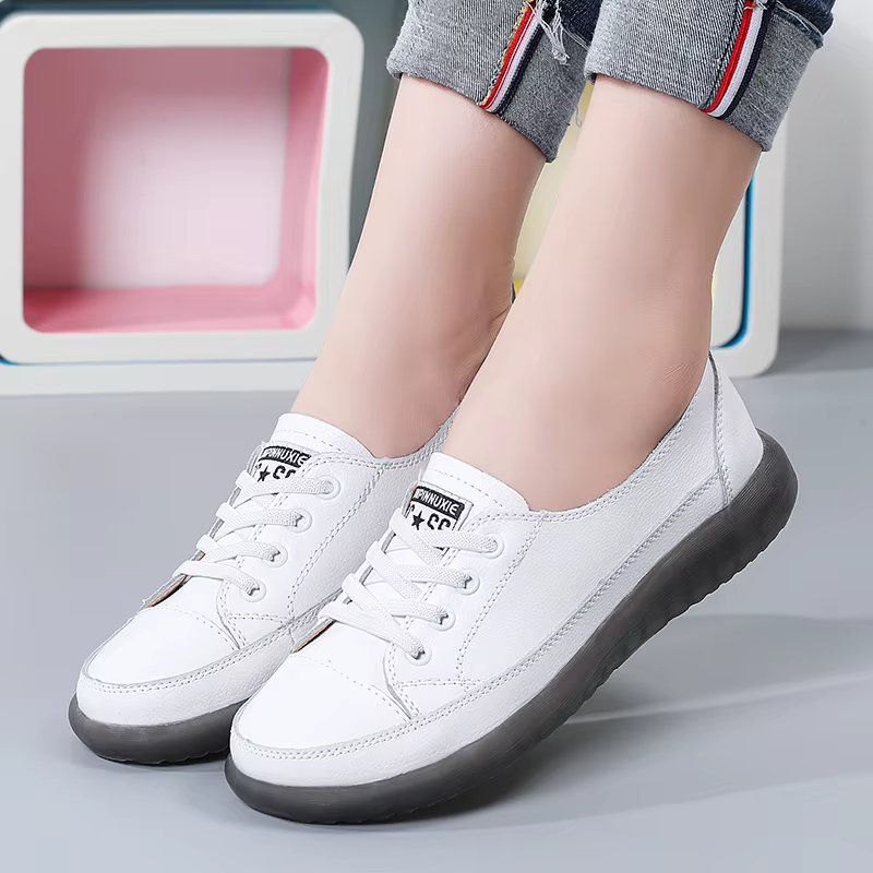 Baskets en cuir véritable pour femmes, chaussures de sport décontractées à la mode, vulcanisées, cha