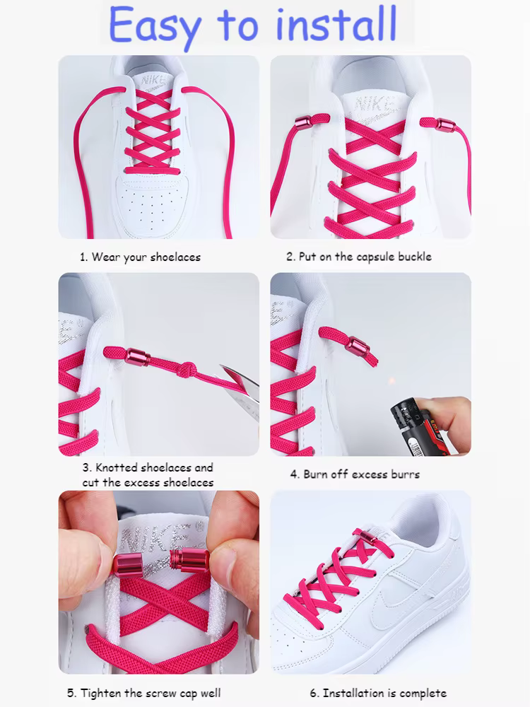 Nouveau élastique sans cravate lacets de chaussures lacets plats pour enfants et adultes baskets lac