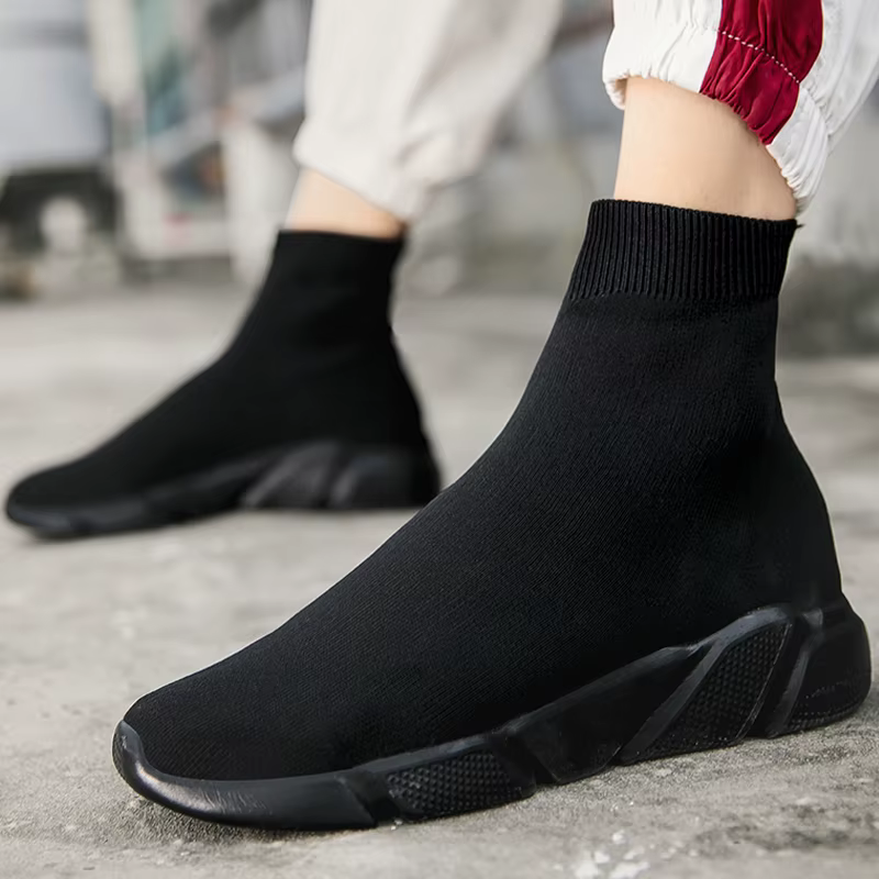 2025 printemps baskets pour hommes noir sans lacet Non en cuir chaussures décontractées haut sans la