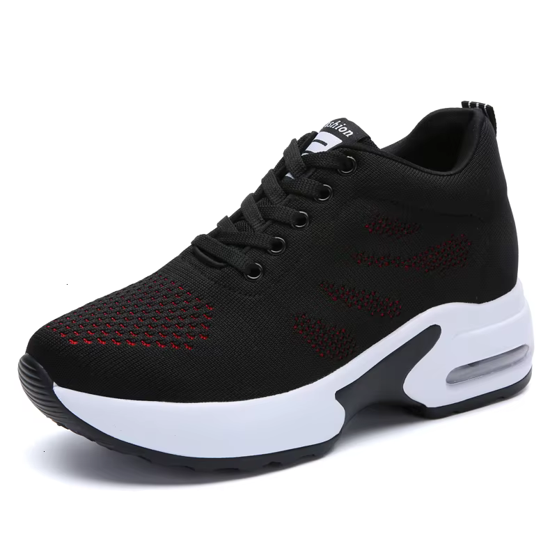 Chaussures de marche hautes pour femmes, chaussures de sport compensées, semelle optique, baskets de