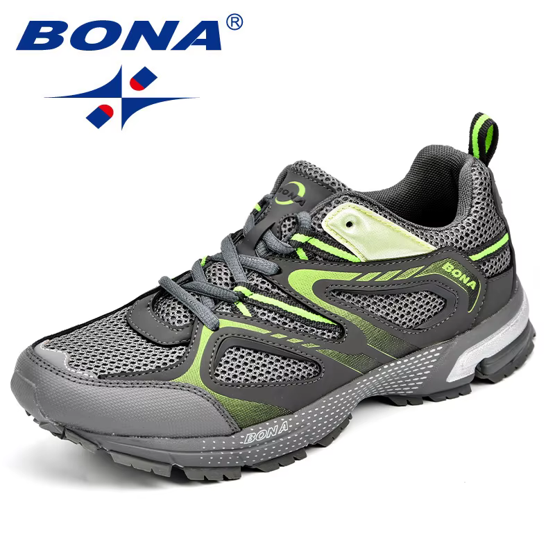BONA nouveauté Style classique hommes chaussures de course vache fendu maille hommes chaussures de S