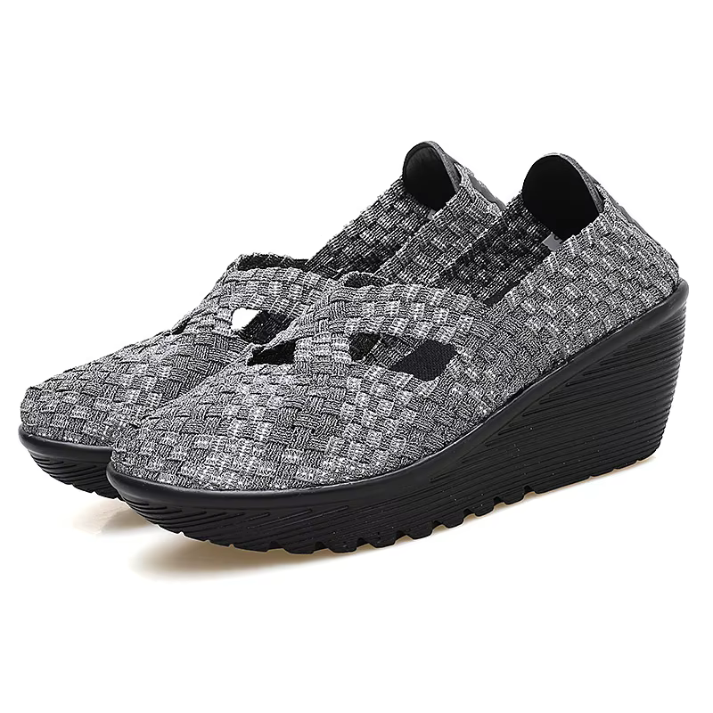 Chaussures à plateforme tissées à la main pour femmes, baskets respirantes, décontractées, nouvelle 