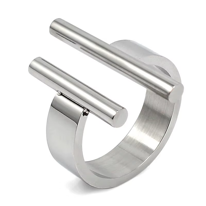 Bague personnalisée pour hommes et femmes, couleur argent, en acier inoxydable, O-ring, bandes de ma