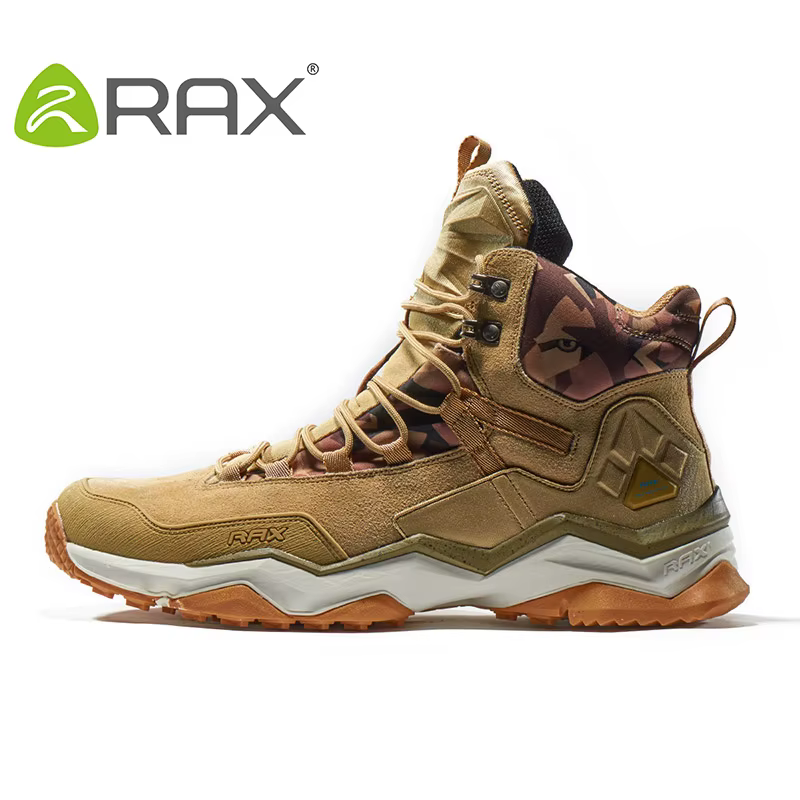 RAX hommes chaussures de randonnée mi-haut imperméable en plein air Sneaker hommes en cuir Trekking
