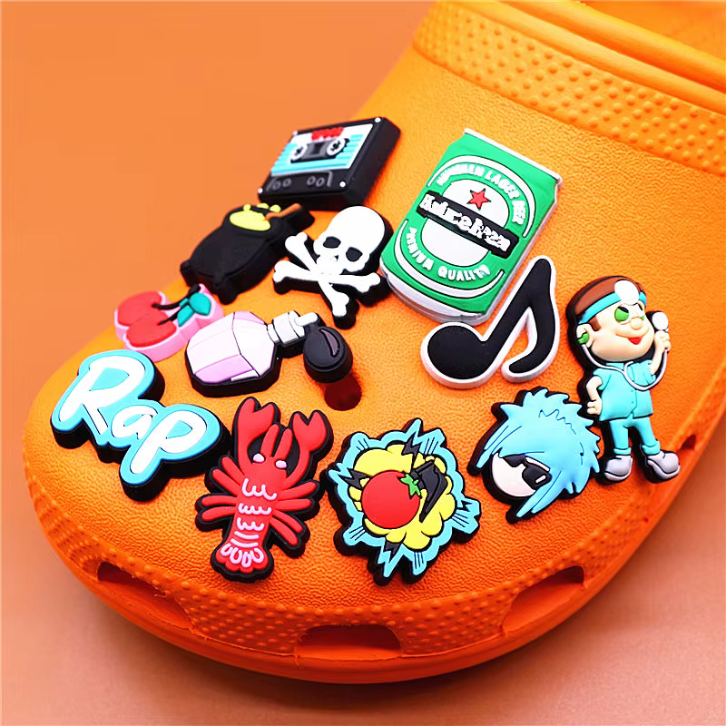 Breloques de chaussures en PVC de haute qualité, style punk, en forme de bande audio, accessoires de