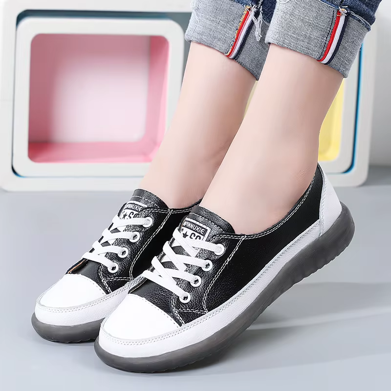 Baskets en cuir véritable pour femmes, chaussures de sport décontractées à la mode, vulcanisées, cha