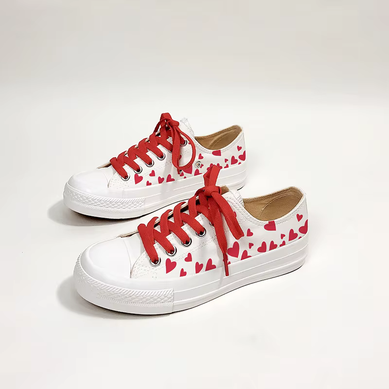 Amy et Michael Lovers baskets coeur doux peint à la main chaussures en toile mignon fille étudiants 