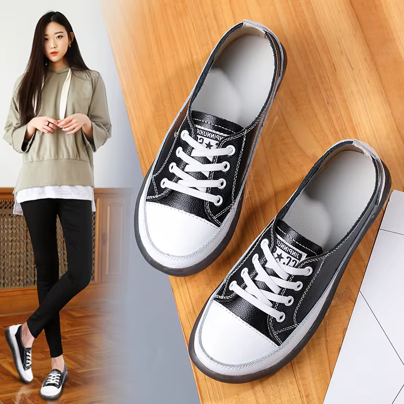 Baskets en cuir véritable pour femmes, chaussures de sport décontractées à la mode, vulcanisées, cha
