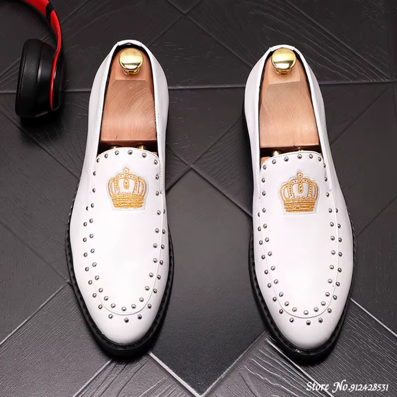 Designer marque chaussures décontractées hommes grande-bretagne couronne broderie Rivet Oxford robe 