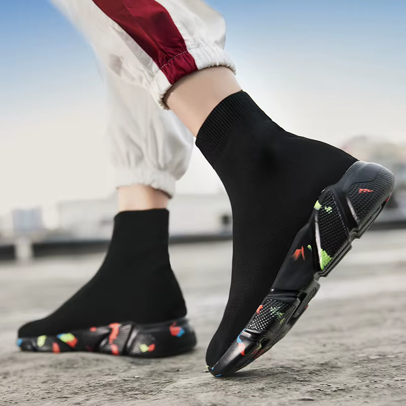 2025 printemps baskets pour hommes noir sans lacet Non en cuir chaussures décontractées haut sans la