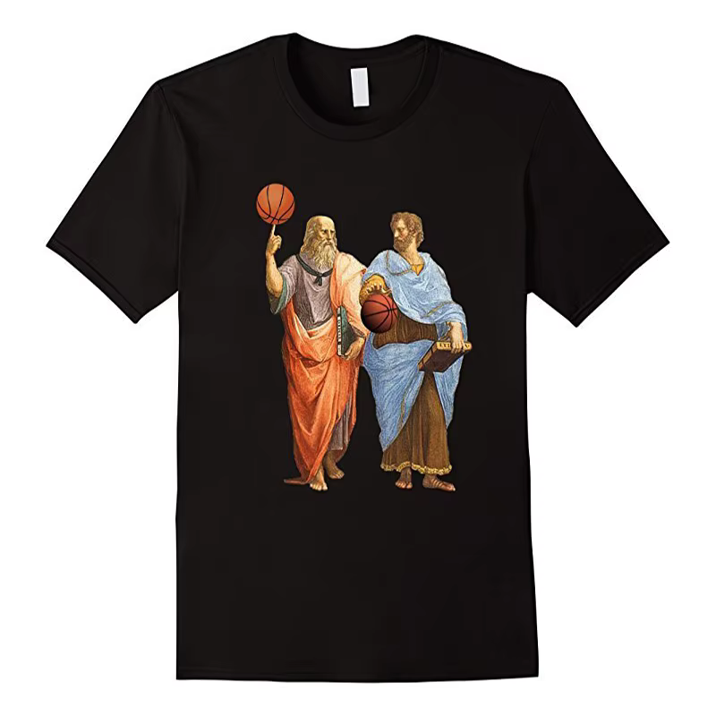 T-shirt drôle et créatif pour match de basket-ball, philosophe, Platon, aristote. T-shirt d'été en c