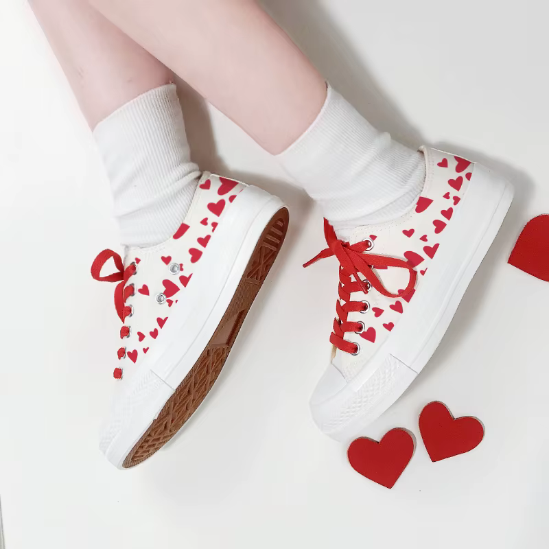 Amy et Michael Lovers baskets coeur doux peint à la main chaussures en toile mignon fille étudiants 