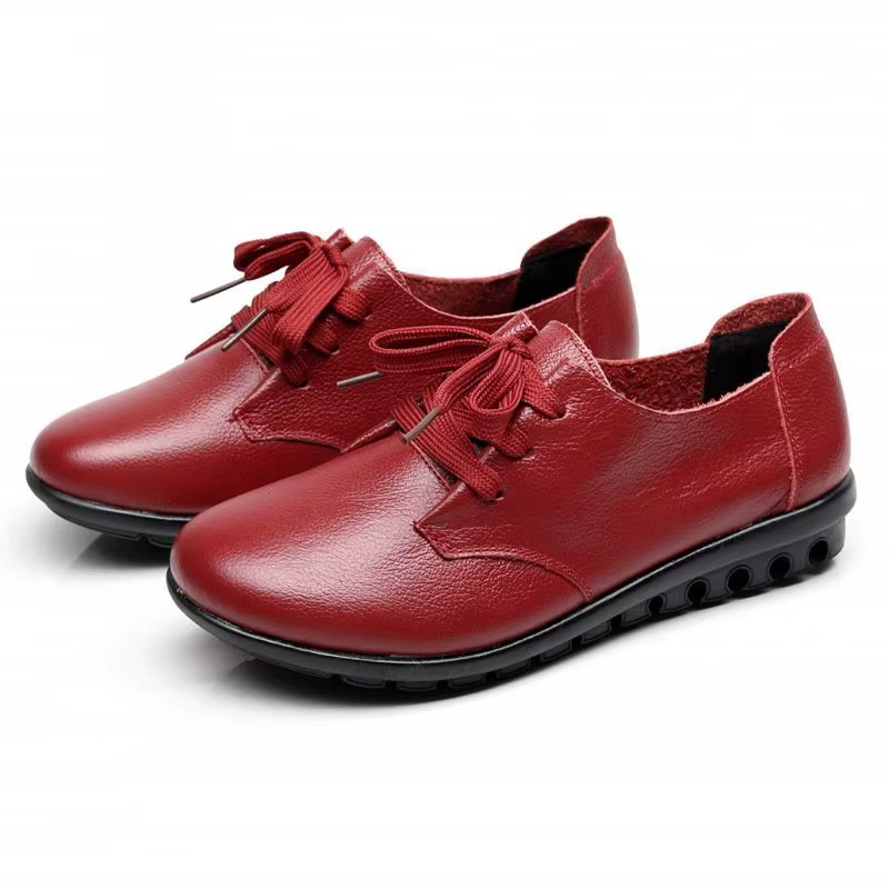 Chaussures de marque pour femmes, mocassins compensés noirs en cuir véritable, chaussures plates pou