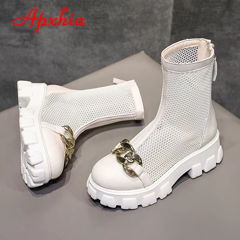 AphFête ta-Bottes Respirantes à Semelle Optique pour Femme, Chaussures à Plateforme, Grande Taille 4