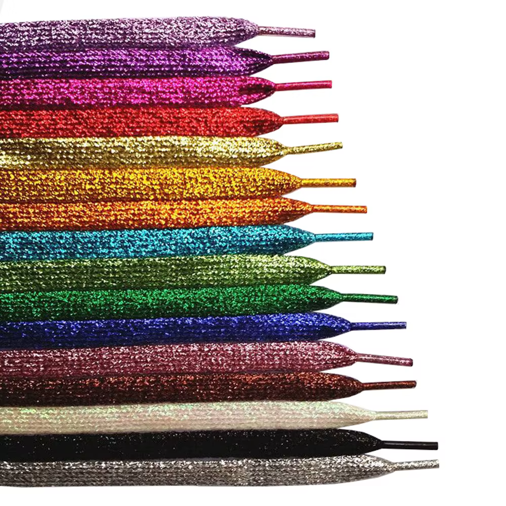 Lacets scintillants pour chaussures, lacets lumineux, aspect métallisé, bling bling, long, Rotterdam