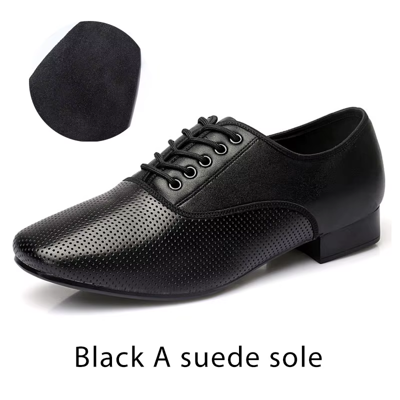 Chaussures de danse pour hommes chaussures de danse latine en cuir véritable semelle souple hommes T