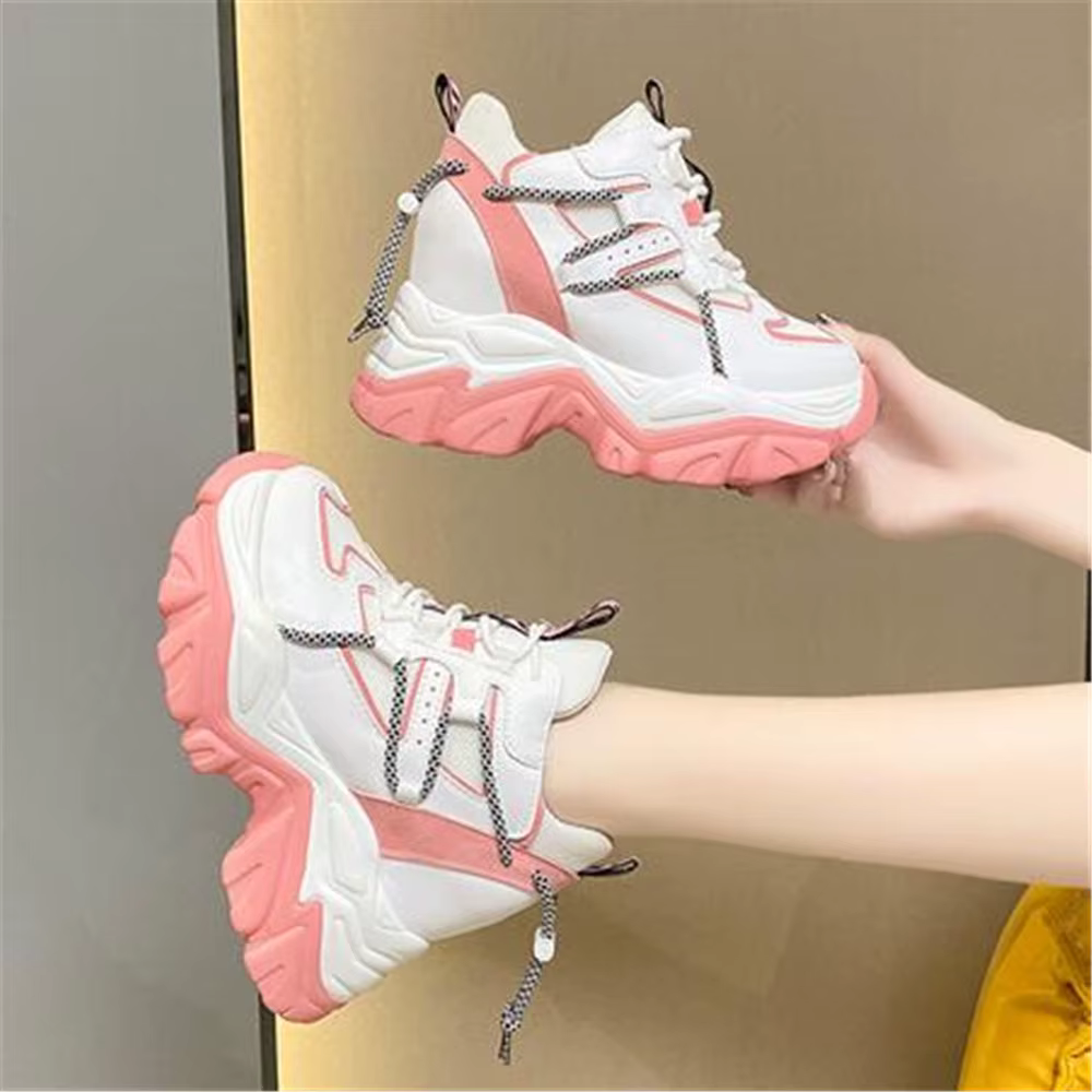 Baskets de printemps à plateforme pour femmes, maille respirante, à la mode, talons de 10CM, chaussu