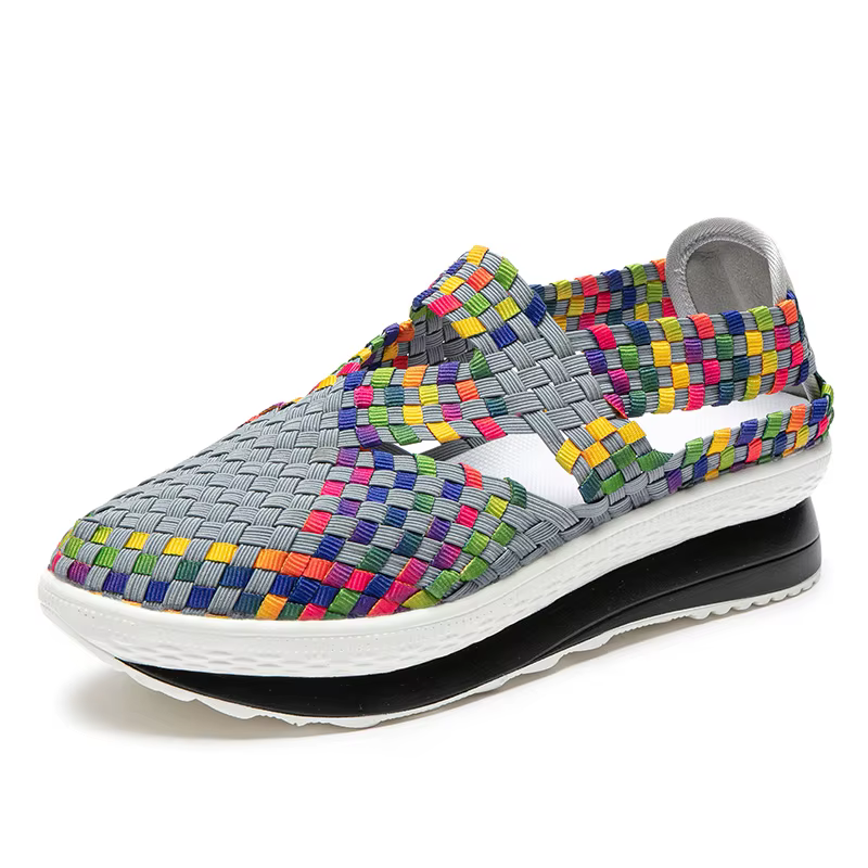 Femmes chaussures plate-forme tissé baskets sans lacet respirant chaussures de marche mode femme Ten