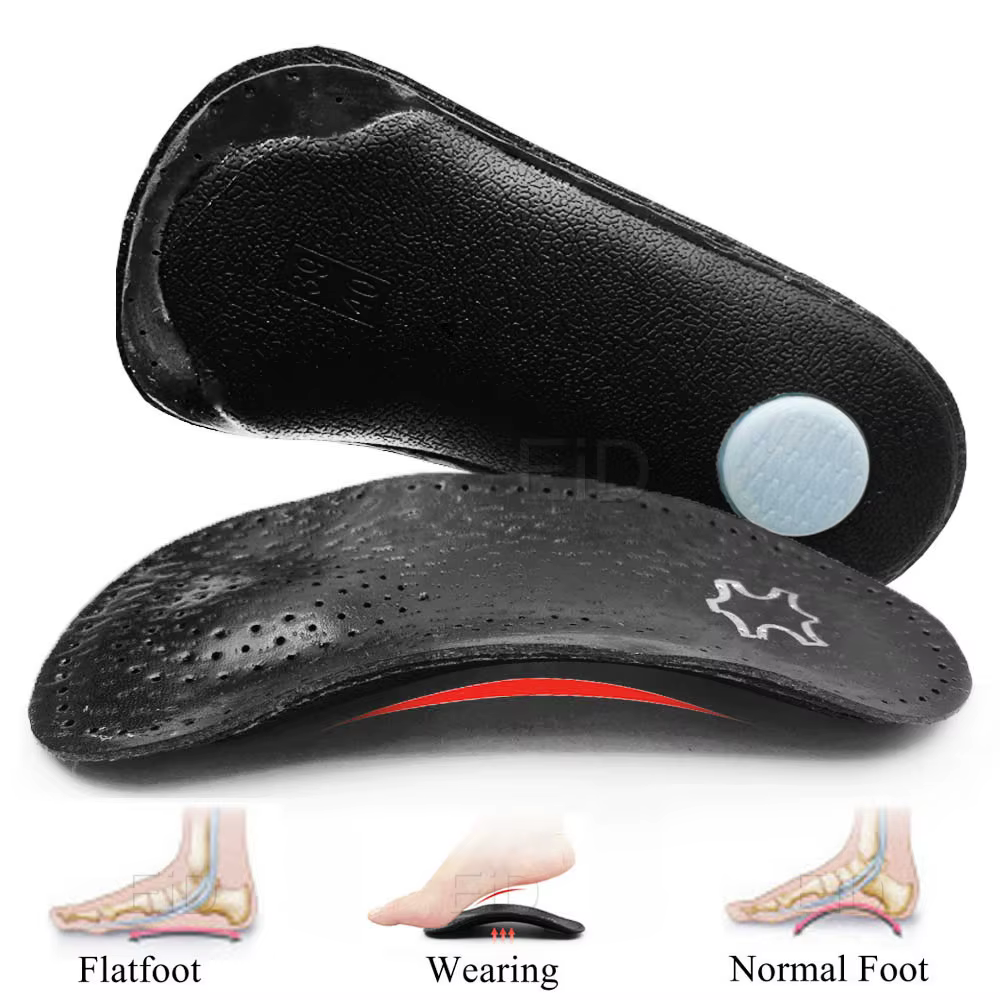 Semelles orthopédiques en cuir, coussin de talon de jambe de bœuf pour semelles de pieds, soulage la