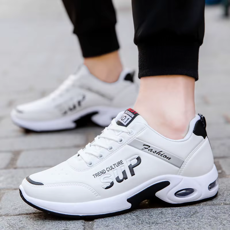 Chaussures de Sport en cuir pour hommes, baskets de course légères, décontractées, respirantes, anti