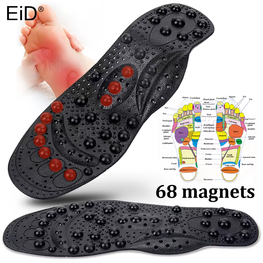 EiD haute qualité 68 thérapie semelles de Massage magnétique pied Acupuncture Point thérapie semelle