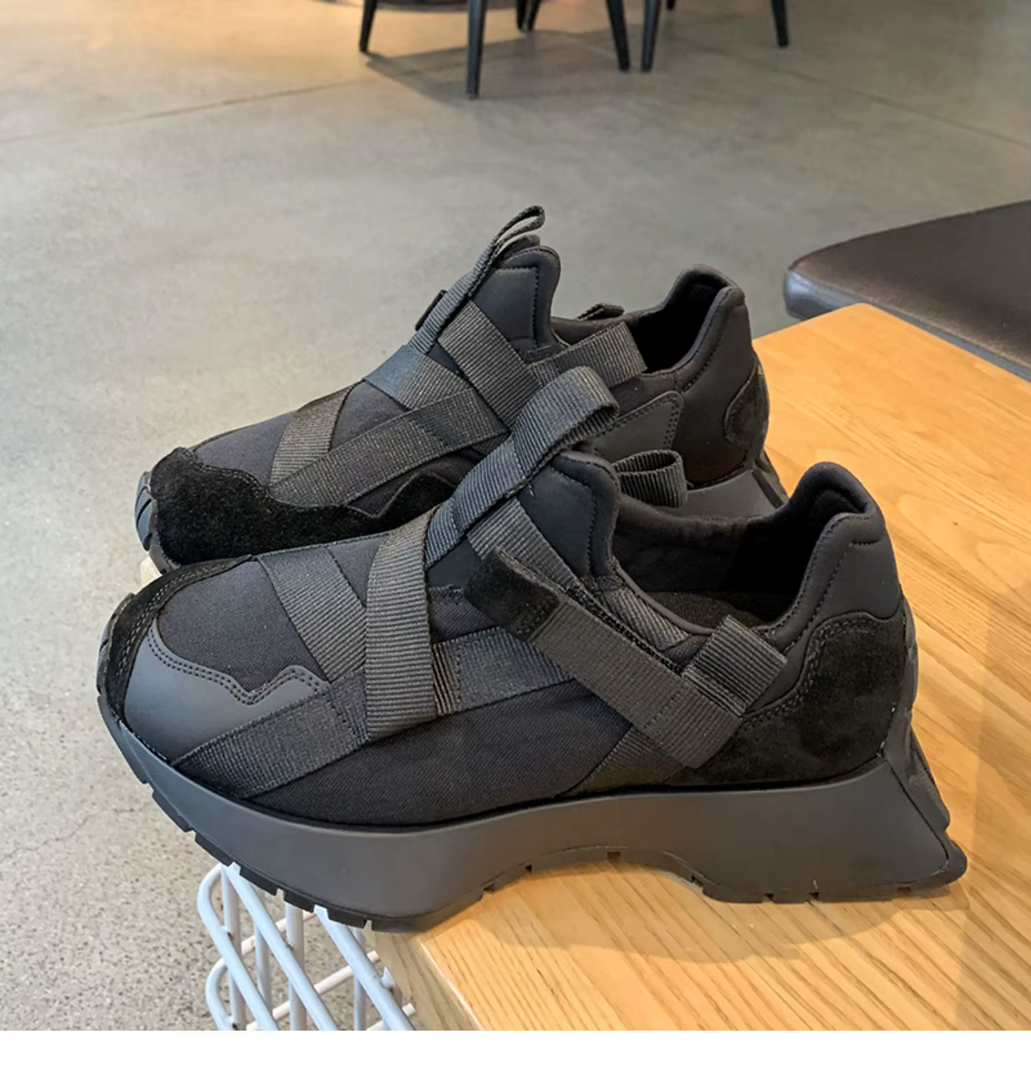Baskets esthétiques Off Black White à semelle épaisse pour femme, chaussures de sport de course, кед