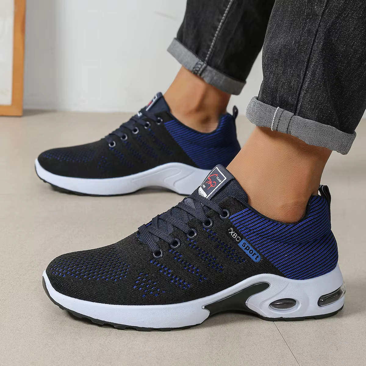 Baskets décontractées pour hommes, respirantes, en maille, à lacets, polyvalentes, légères, à semell