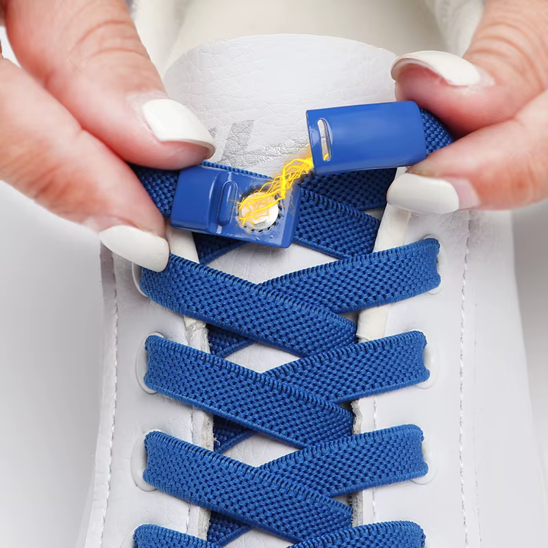 Lacets de Chaussures à Verrouillage Magnétique Sans Attaches, 8mm, Plats et artificiel astiques, Acc