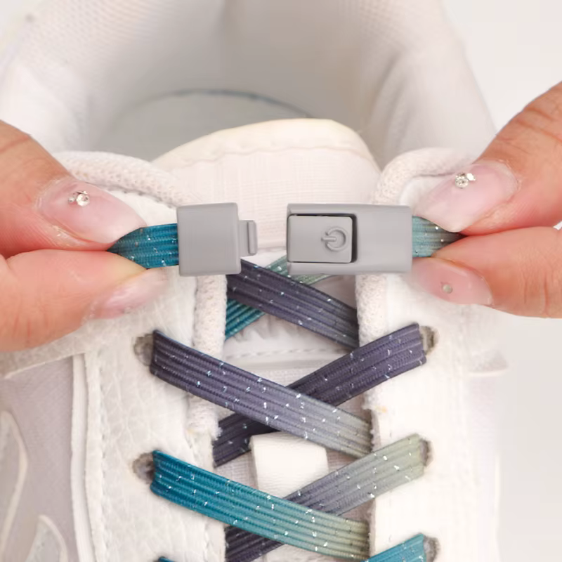 Baskets à lacets élastiques colorés, sans attaches, pour enfants et adultes, à paillettes, accessoir