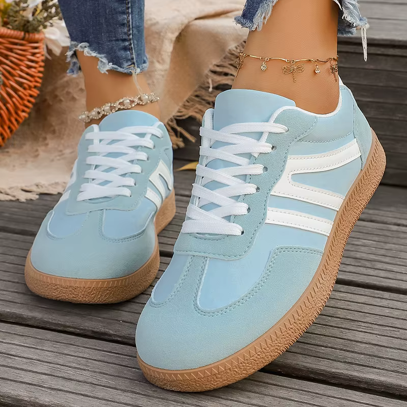 Baskets à plateforme bleu clair pour femmes, chaussures de Sport décontractées à lacets, semelle épa