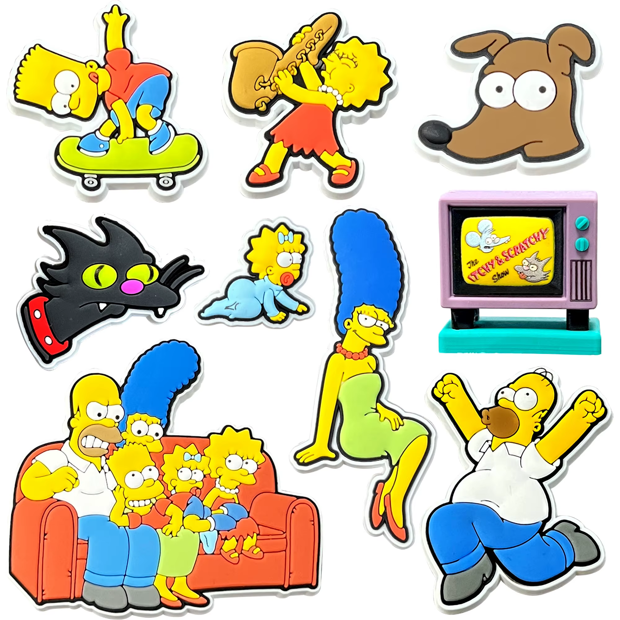 9 figurines de grande taille de la série Simpson Breloques pour chaussures en PVC, accessoires de