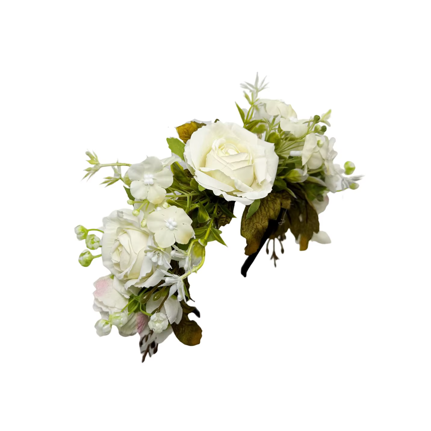 Accessoires pour cheveux hawaïens, couvre-chef de mariage léger, bandeau de fleurs de roses artifici