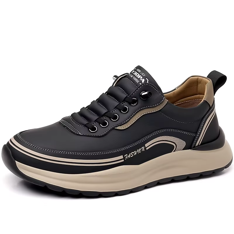 Chaussures en cuir pour hommes, semelle souple et épaisse, légères, antidérapantes, décontractées, S