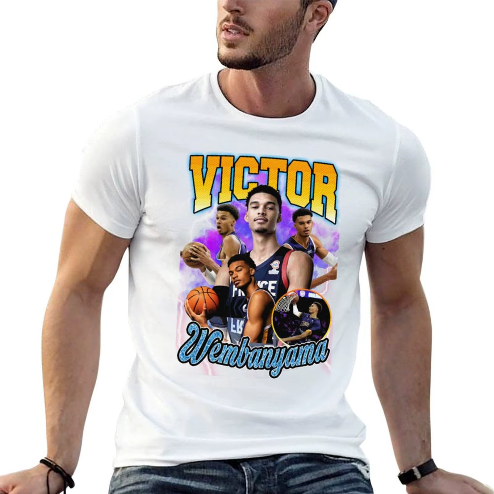 T-shirt Wembanyama Victor, T-shirt imprimé style urbain